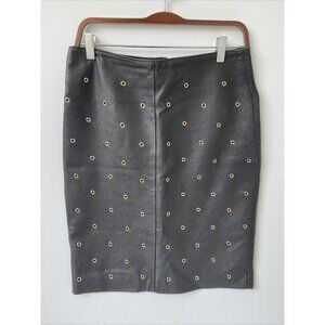 Vintage Julian K Genuine Straight Pencil Grommet Genuine Leather Skirt size 10